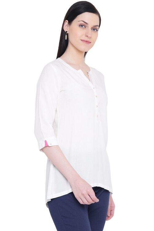 White Viscose Indie Top image number 3