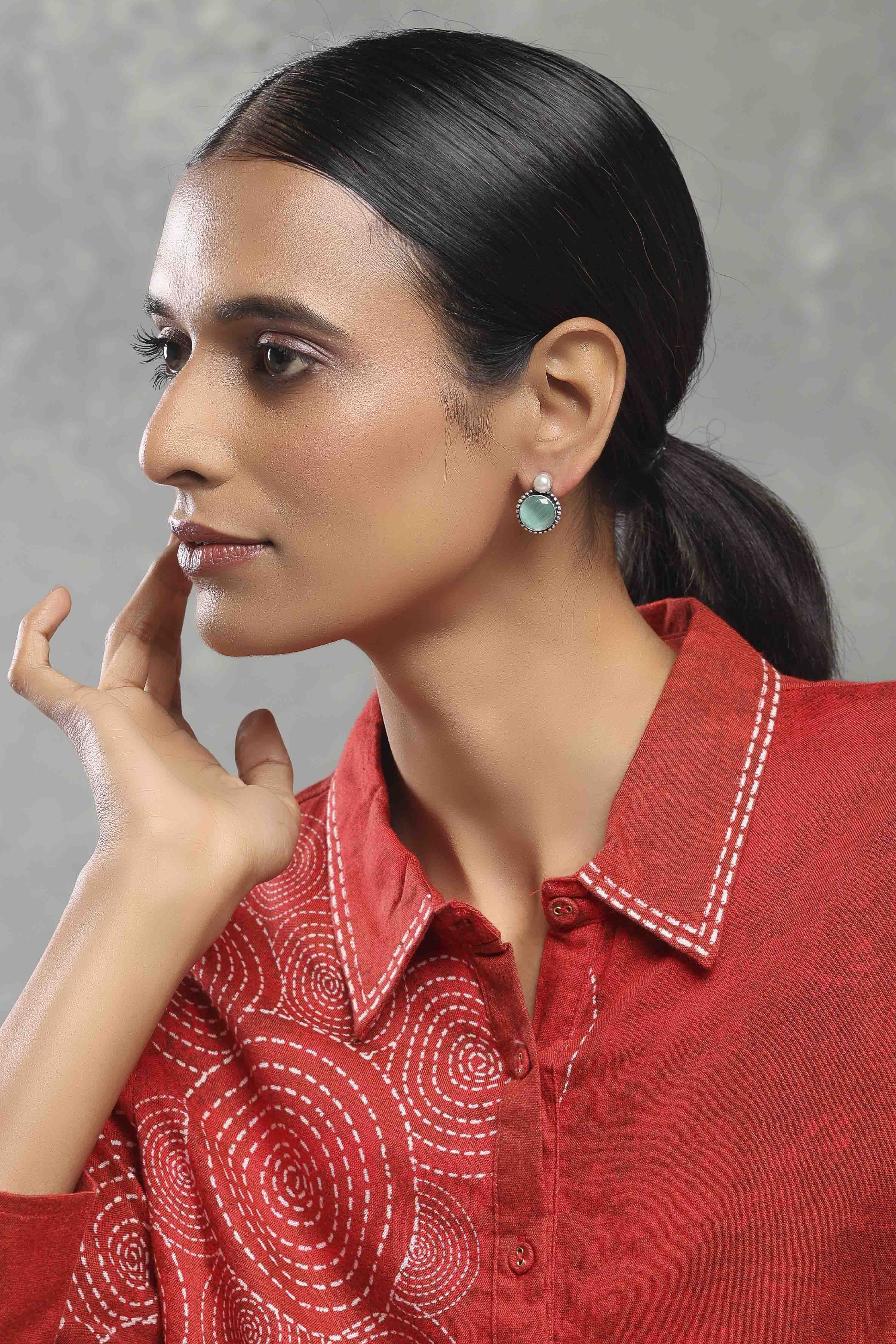 Mint Green Brass Studs image number 3