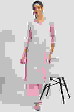 Lavender Printed Straight Kurta image number 0