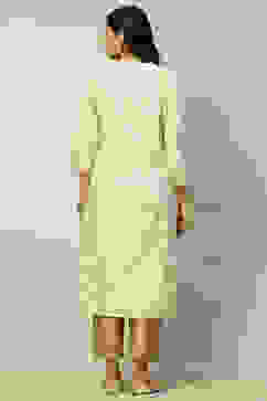 White Floral Printed Straight Kurta image number 3