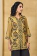 Beige Viscose Blend Straight Printed Top image number 5