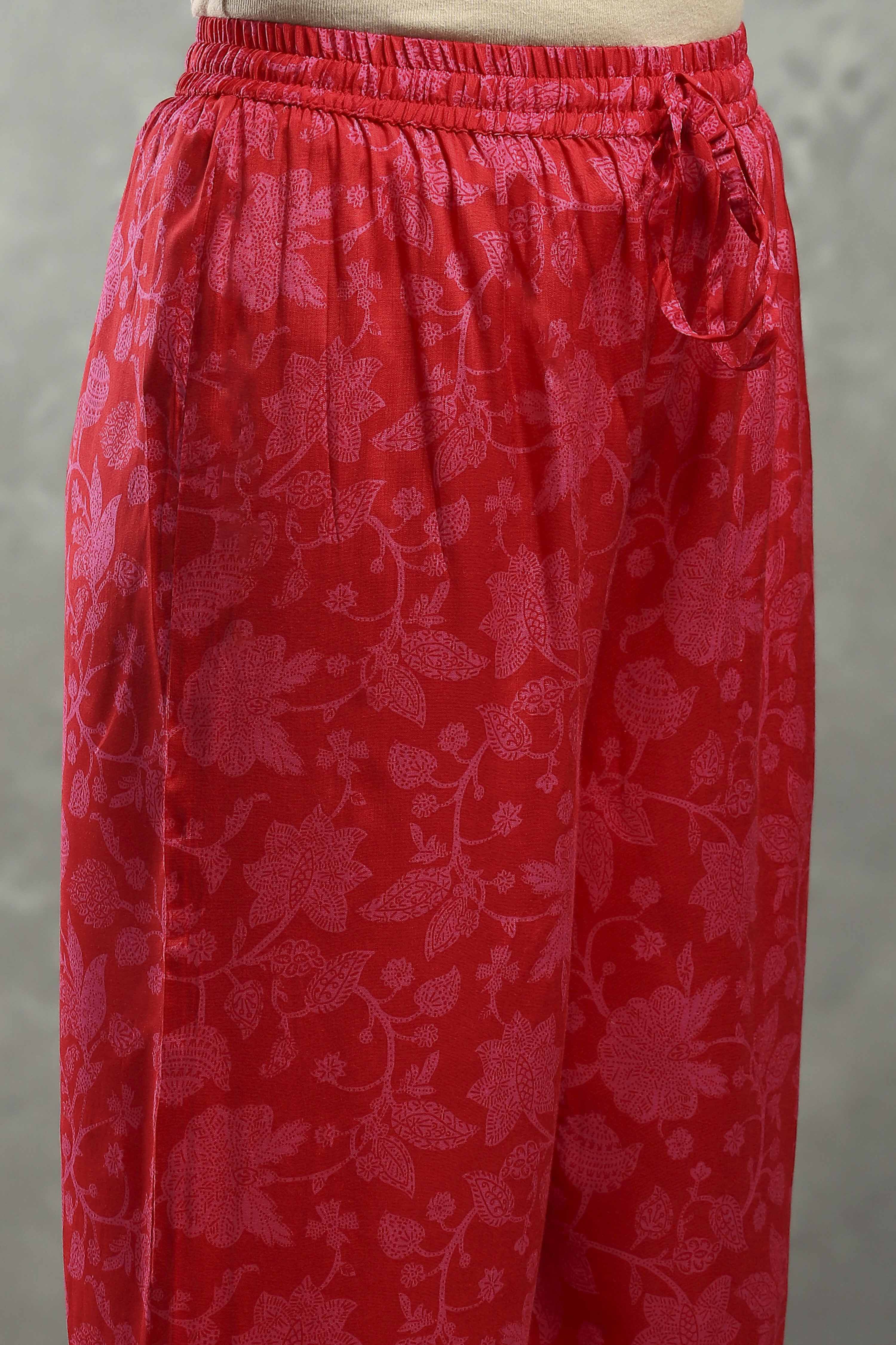 Pink Viscose A-line Kurta Pants Set image number 2