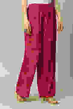 Purple LIVA Straight Printed Palazzo image number 3