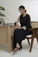 Black White Cotton Flex Straight Solid Kurta