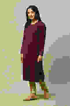 Purple Jacquard Yarndyed Kurta image number 2