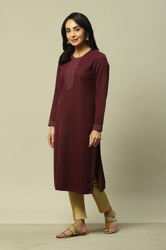 Purple Jacquard Yarndyed Kurta image number 2