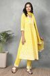 Yellow Cotton Gathered Suit Sets image number 5