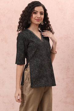 Black Art Silk Short Top image number 3