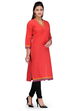 Red Cotton Straight Kurta image number 1