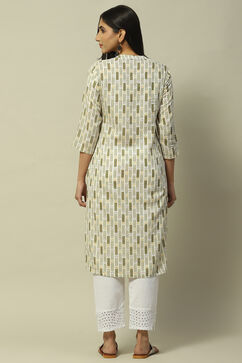 Olive Green Rayon Staight Kurta image number 3