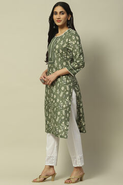 Green Cambric Staight Kurta image number 2
