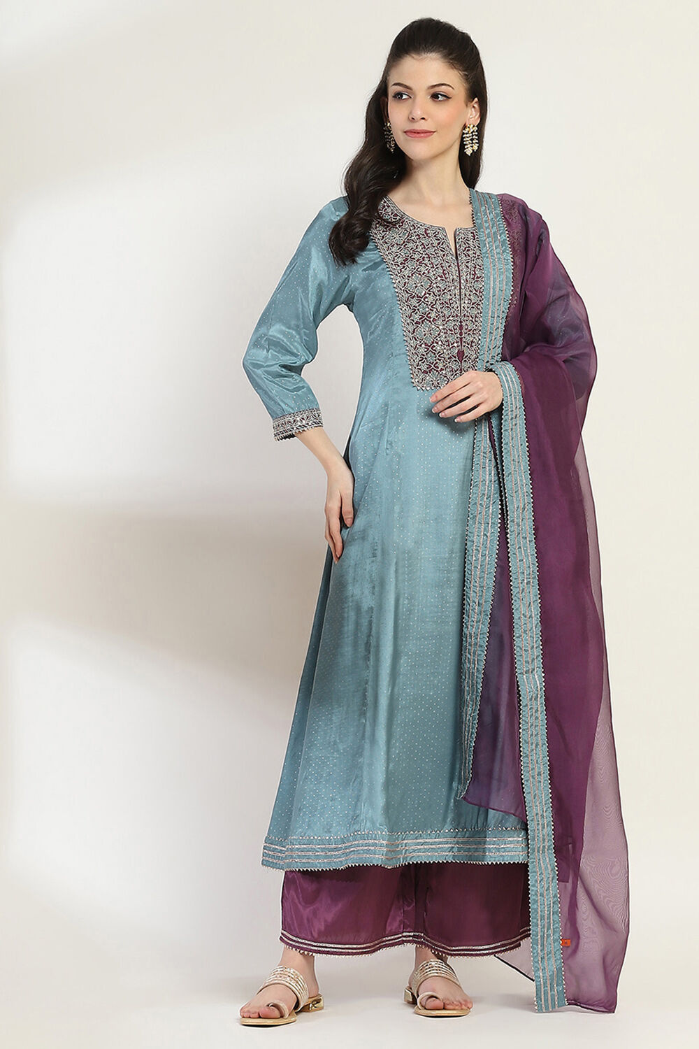 Dusty Blue Viscose Kalidar SET image number 0