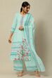 Aqua Rayon Straight Printed Suit Set image number 0
