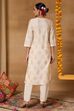 Off White Viscose Blend Straight Printed Suit Set image number 5