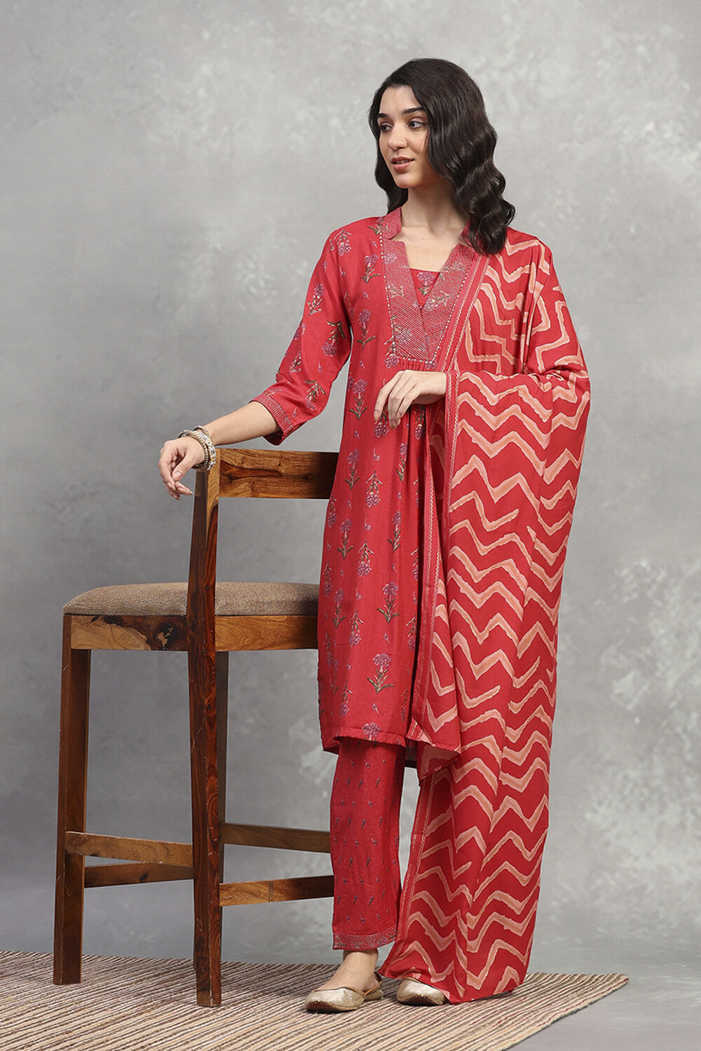 Indigo Viscose Straight Set image number 0