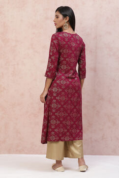 Phalsa LIVA A Line Printed Kurta image number 5