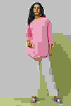 Pink Floral Printed Straight Indie Top image number 0