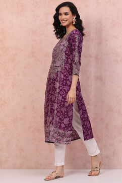 Purple LIVA Straight Kurta image number 2