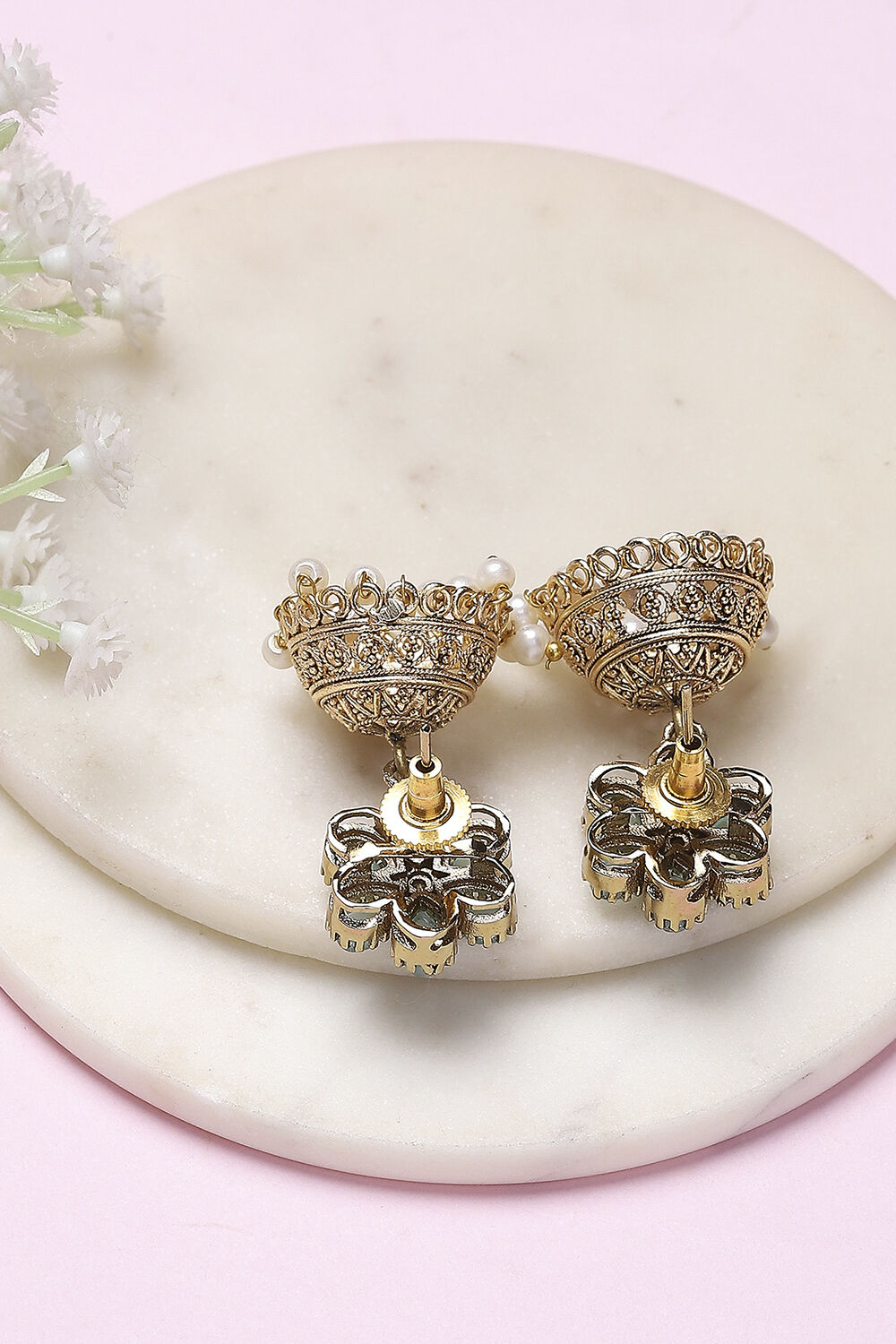 Green Brass Jhumka image number 2