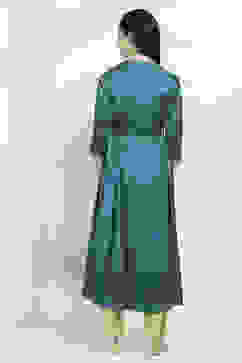 Teal Viscose Gathered Dress image number 3