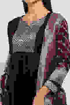 Wine Poly Velvet Straight Solid Kurta Palazzo Suit Set image number 1