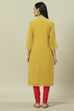 Lime Green Cotton Blend Straight Kurta image number 4