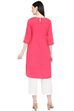 Coral Cotton Straight Kurta image number 4