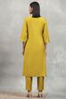Acid Lime Viscose Blend Solid Straight Kurta Pants Set image number 4