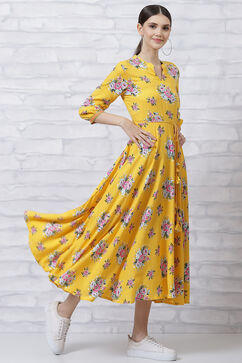 Yellow LIVA Floral Dress image number 3