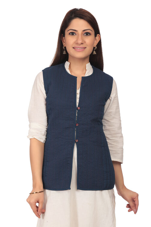 Indigo Straight Cotton Jacket image number 5