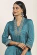 Teal Viscose Rayon Kalidar Suit Set image number 1