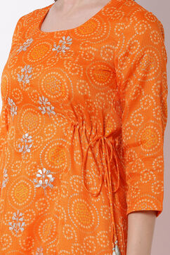 Orange Art Silk A-Line Kurta image number 1
