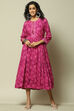 Pink LIVA Straight Printed Kurta image number 5