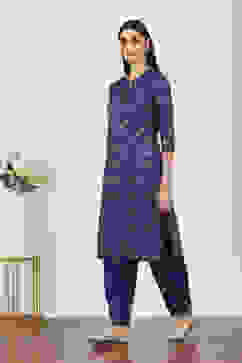 Blue Rayon Viscose Rayon Kurta Pants Set image number 3