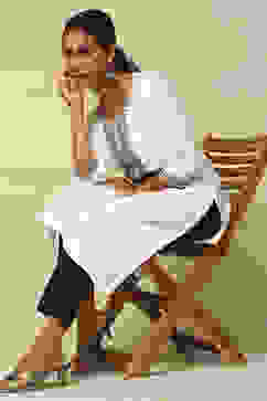 White Pashmina Straight Kurta image number 0