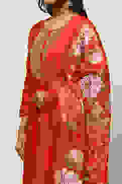 Rust Red Yarn Dyed Straight Festive Suit Set image number 7