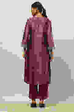 Purple Poly Georgette Straight Printed Kurta Palazzo Suit Set image number 4