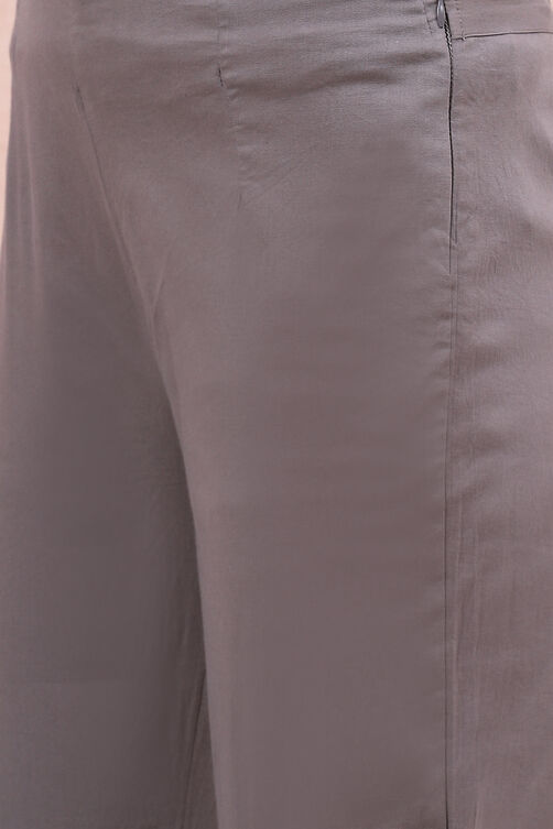 Grey Cotton Slim Pants image number 2