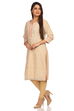 Beige Straight Cotton Kurta image number 2