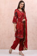 Red LIVA Straight Suit Set image number 0