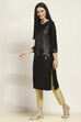 Black Viscose Rayon Printed Straight Kurta image number 2