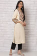 Cream LIVA Straight Kurta image number 3