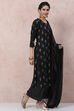 Black Viscose Rayon Straight Suit Set image number 5