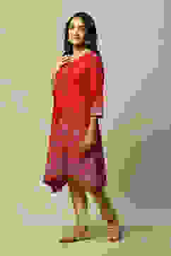 Purple LIVA Straight Printed Kurta image number 2