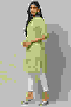 Green Rayon Staight Kurta image number 2