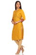 Yellow Cotton Straight Kurta image number 2