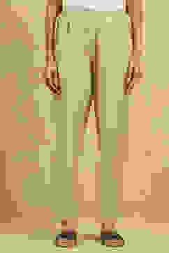 Gold Viscose Blend Solid Narrow Pants image number 4