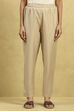 Gold Viscose Blend Solid Narrow Pants image number 4