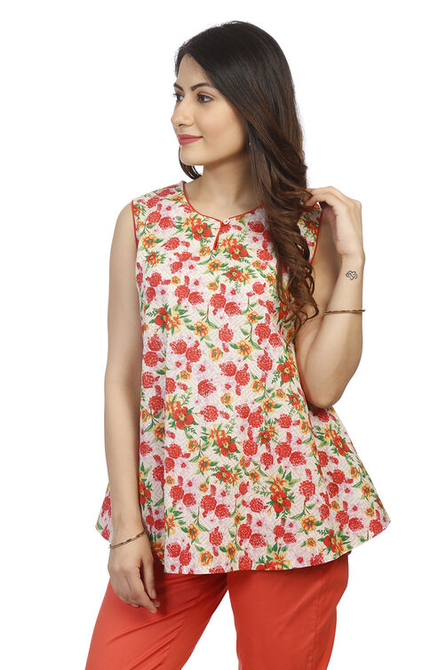 Multicolor A Line Cotton Indie Top image number 3