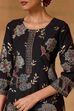 Black Viscose Blend Straight Printed Suit Set image number 1